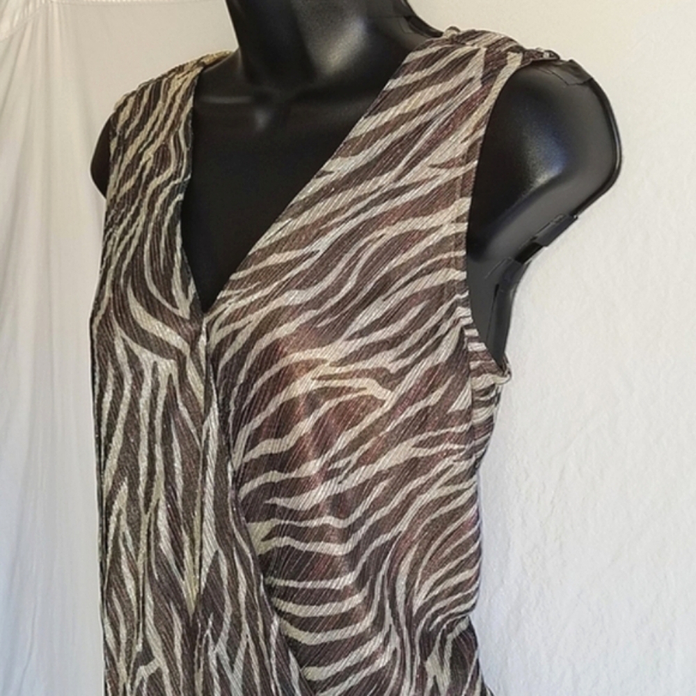 Anthropologie Eri & Ali Kasi Shimmer Zebra Print Top - Picture 8 of 9